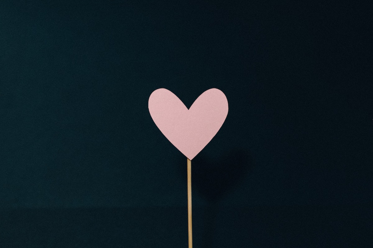 A pink paper heart